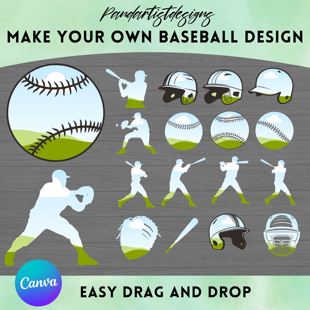 Make Your Own Baseball Design Baseball Helmet Canva Frames Bundle Drag