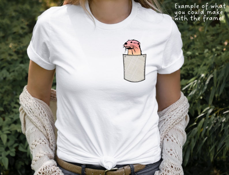 Skapa din egen skjortfickedesign på Canva - Canva Frames Bundle - Dra och släpp - Fickdjur - Fickkonturer - Kikande djur PNG bild 5