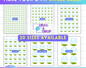 Circle Template Bundle, Printable Circle Labels, Multipurpose Labels Template, Circle Stickers, Drag & Drop, Round Label Custom Personalized