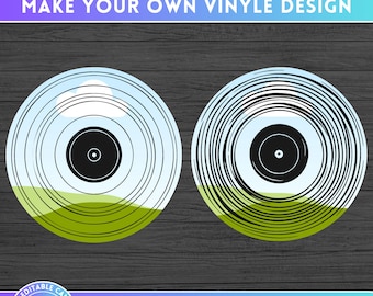 Make Your Own Vinyl Record Design on CANVA with Drag and Drop - Canva Frames Bundle - Music Clipart - Vintage Vinyl Sublimation Designs