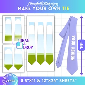 Tie Editable Canva Frame Template - Tie Sublimation Template - Neck Tie Template - Printable Mens Tie - Easy Drag and Drop - Blank Template