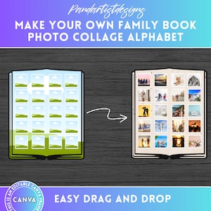 DIY Book Album Photo Collage Design on CANVA - Editable Canva Frame Template with Easy Drag and Drop Photo - Gift PNG - Memory Storyboard