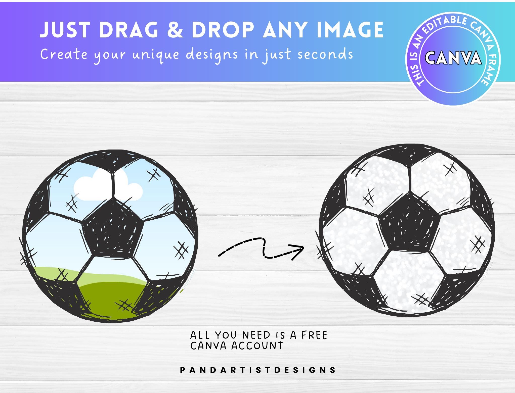 Doodle Sports Balls Editable Canva Frames, Baseball Design, Football ...
