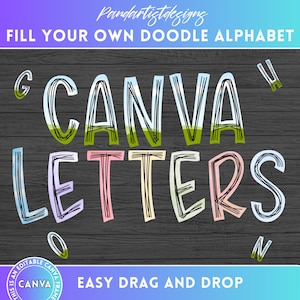 Molduras Canva para letras rabiscadas, alfabeto rabiscado, preencha suas próprias letras de linha central, arraste e solte, fonte desenhada à mão, modelo PNG editável