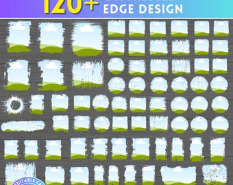 120+ Bleicheffekt Distressed Edge Canva Frames Bundle - Ziehen und ablegen Foto - Zerrissenes Kantenpapierpaket - Fotocollage Sublimationsdesign PNG