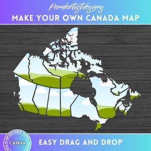 Preencha seus próprios estados do Canadá no Canva - Pacote de molduras CANVA com mapa do Canadá - Arraste e solte - Província e território - PNG de estados individuais