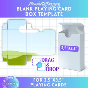 Modèle de boîte de cartes à jouer modifiable, modèle de boîte de cartes de poker vierges par sublimation, glisser-déposer facile, impression bricolage, lot de cadres en toile