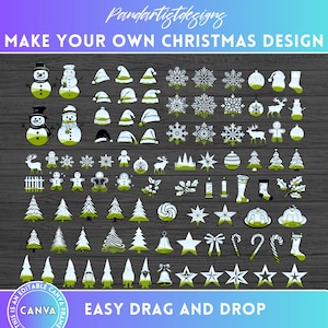 100+ Christmas CANVA Frame Mega Bundle, Editable Template, Drag and Drop Photo, Gingerbread, Xmas Santa Png, Reindeer Christmas Tree Snowman