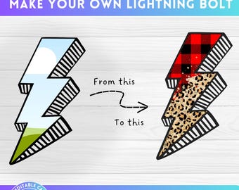Personaliza tu rayo de dibujo: diseño de marco CANVA editable - Crea elementos de dibujo digitales - Arrastra y suelta fácilmente - Trueno digital PNG