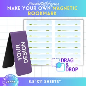 Magnetic Bookmark Sublimation Template, Editable Canva Template, Printable Bookmarks, Book Lover Gift, Drag and Drop, Custom Canva Frames
