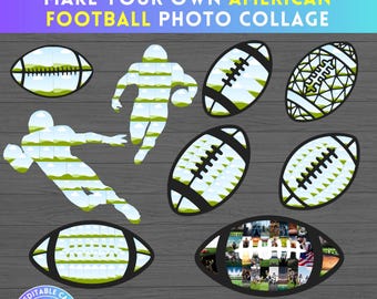American Football Photo Collage - Custom Football Picture Collage - Editable Canva Frame - Drag & Drop - Player Photo Collage Canva Template