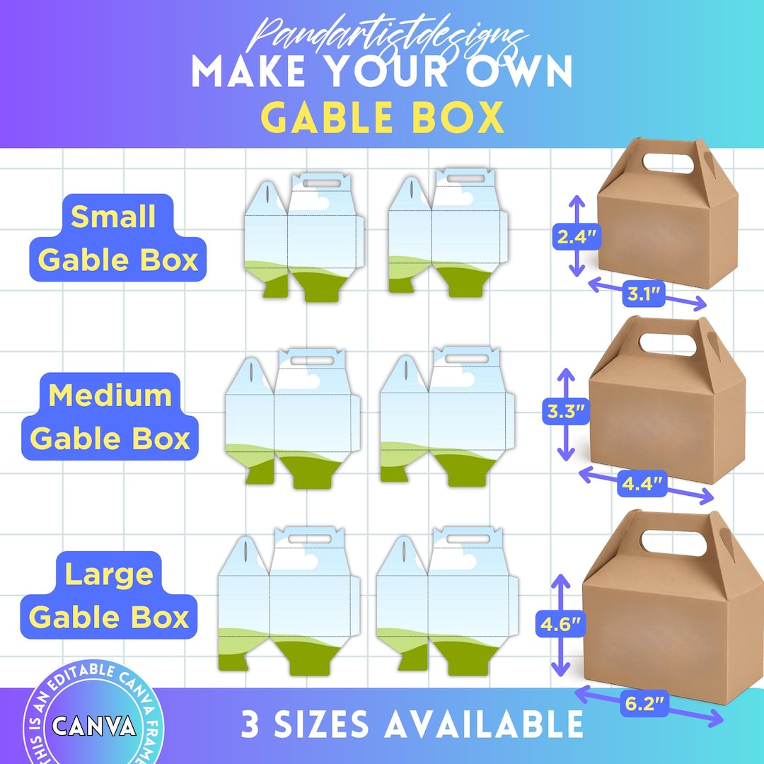 Gable Box Template Bundle, Editable Canva Template, Gable Box Svg ...