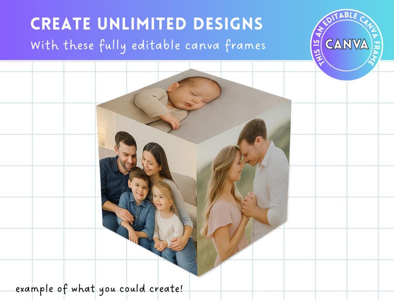 Photo Cube Template, Printable Photo Box Template, 3D Cube Template ...