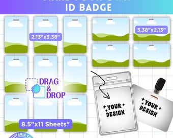 ID Badge Editable Canva Template, ID Badge Design Frame, Drag and Drop, Printable Staff Badge, Name ID Badge, Printable Office Badges, diy