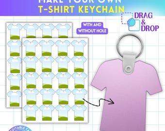 Tee-Shirt Keychain Template, Keychain Sublimation, Printable Tee-Shirt Keychain, Keychain Personalized, Easy Drag & Drop, Custom Keychain