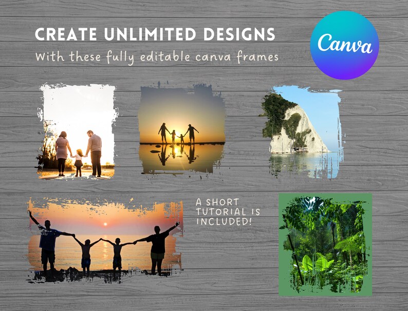 Bleach Effect Distressed Edge Canva Frames Bundle - Drag & Drop Photo ...