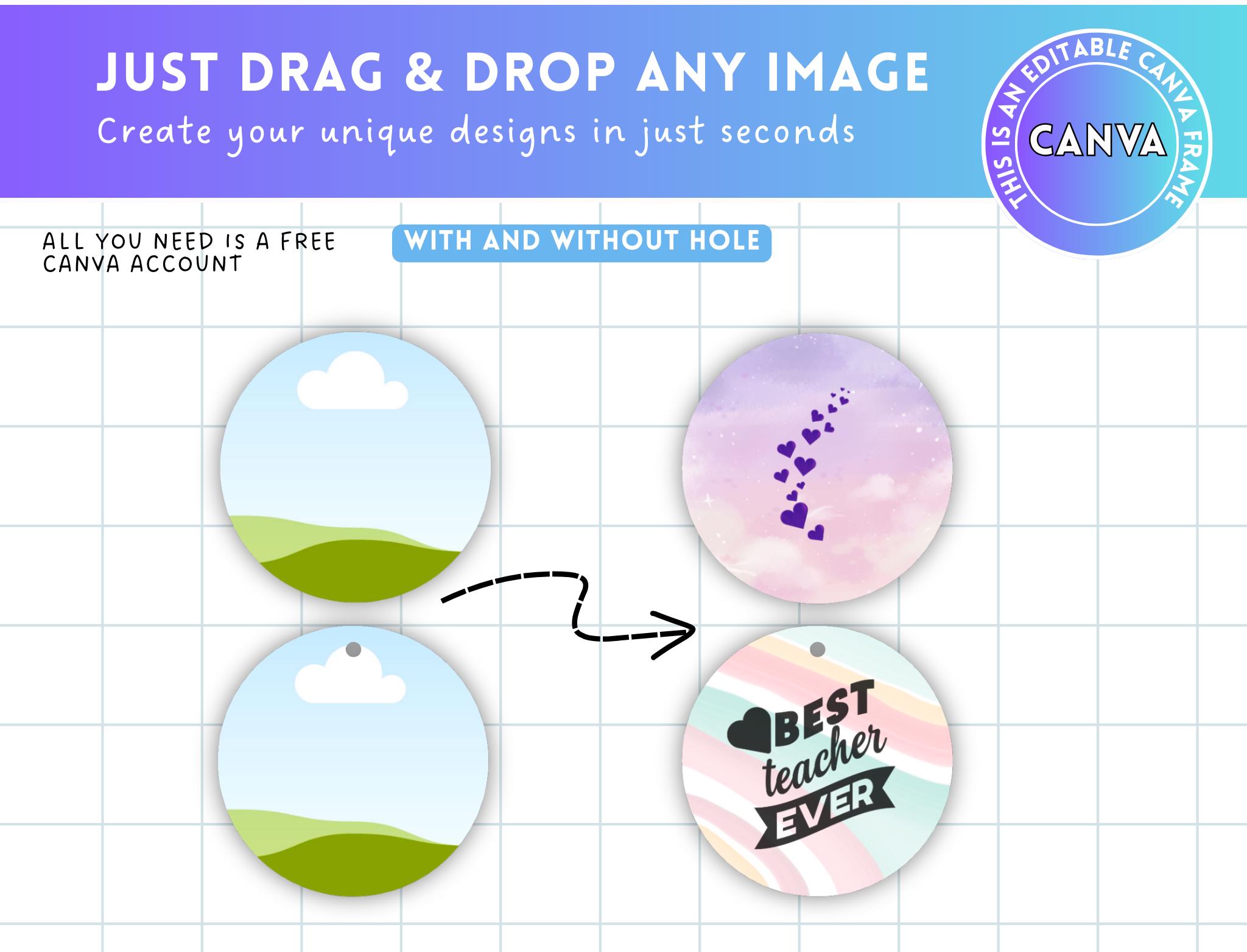 Keychain Frame Editable Circle Keychain Editable Canva Template, Acrylic Keychain Size Guide ...