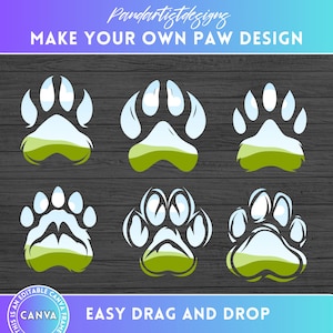 Make Your Own Bear Paw Print Design on CANVA with Easy Drag and Drop - Editable Canva Frames Designs Animal Claws - Customized Wildlife PNG