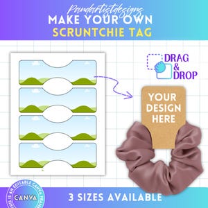 Scrunchie Tag Editable Template, Scrunchie Label Canva Template, Scrunchie Holder, Scrunchie Hang Tags, Drag and Drop, Printable Label svg