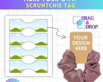 Scrunchie Tag Editable Template, Scrunchie Label Canva Template, Scrunchie Holder, Scrunchie Hang Tags, Drag and Drop, Printable Label svg