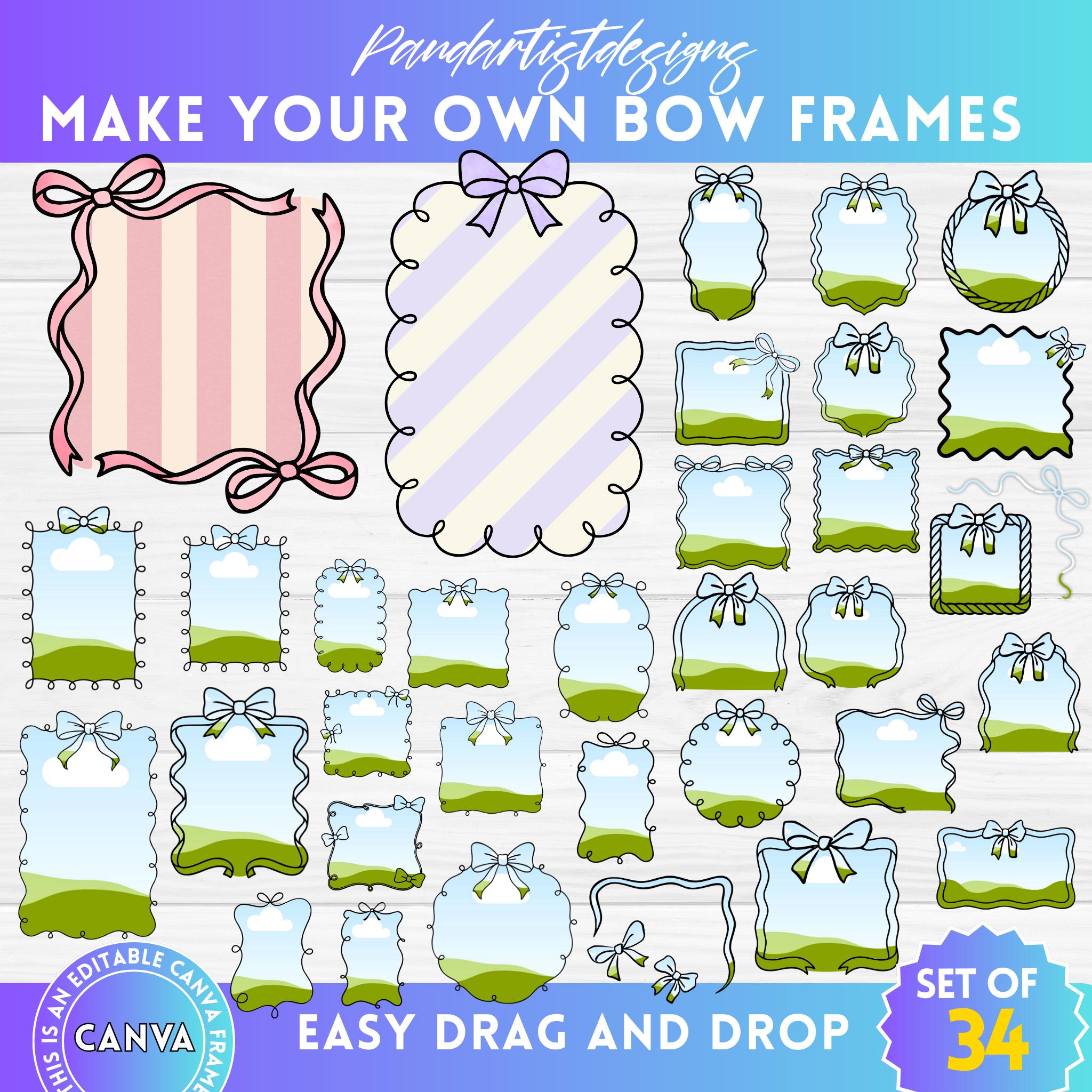 Bow Frames Canva Frames Bundle, Whimsical Frames, Drag and Drop ...