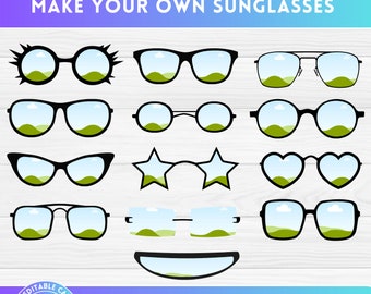 Make Your Own Sunglasses on Canva with Easy Drag and Drop Photo & Background - Editable CANVA Frames Template - Sublimation Designs - PNG