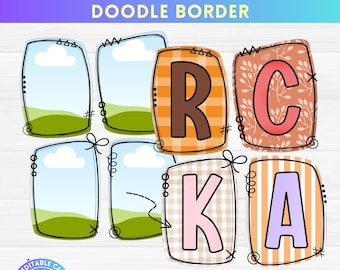 Doodle Border Canva Frames Template, Hand Drawn Border Canva Frames, Preppy Border Canva Frames, Drag & Drop, Custom Square Canva Frame