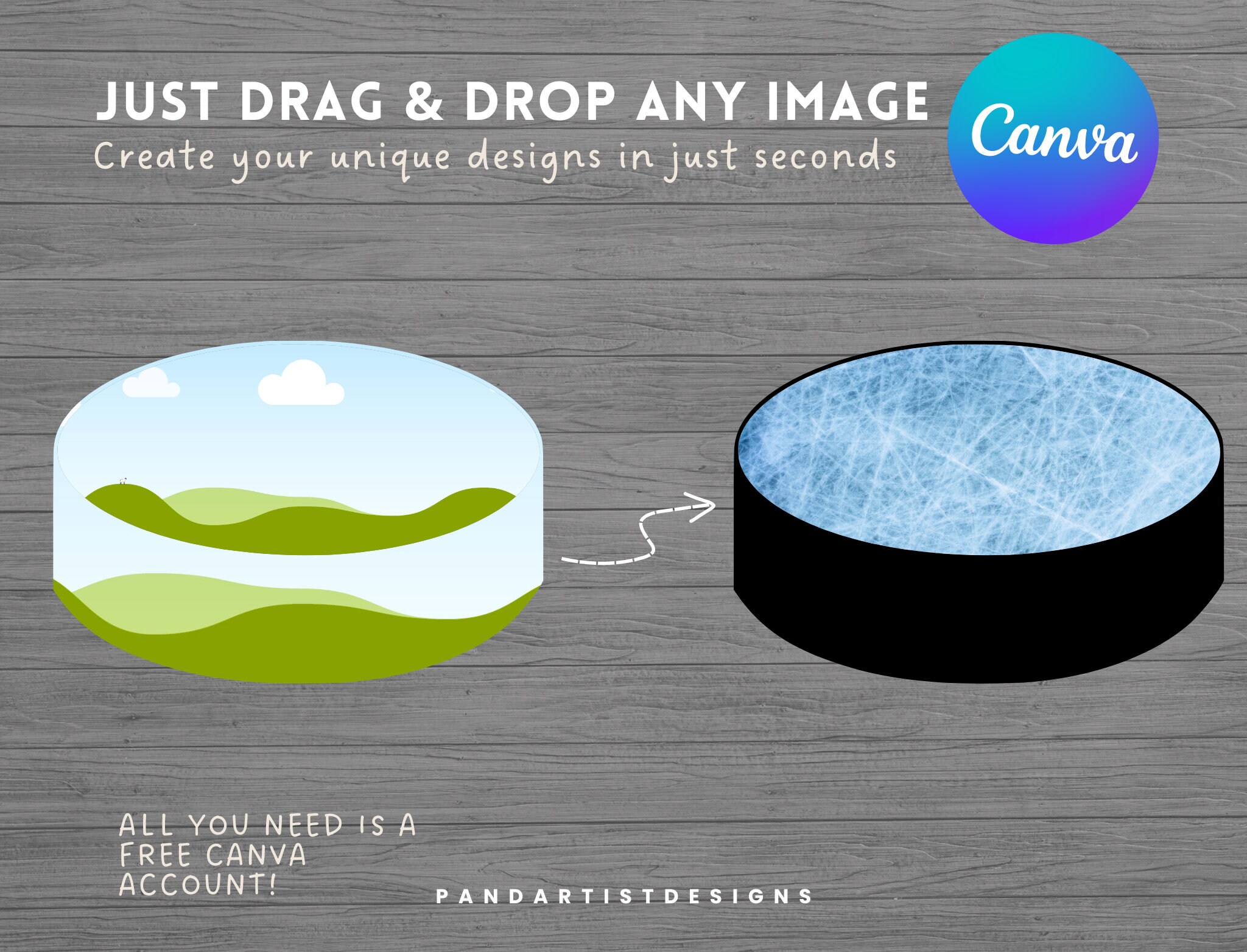 Drop Puck Design Make Your Own Ice Hockey Puck Design - Winter Sport Canva Frames Bundle ...