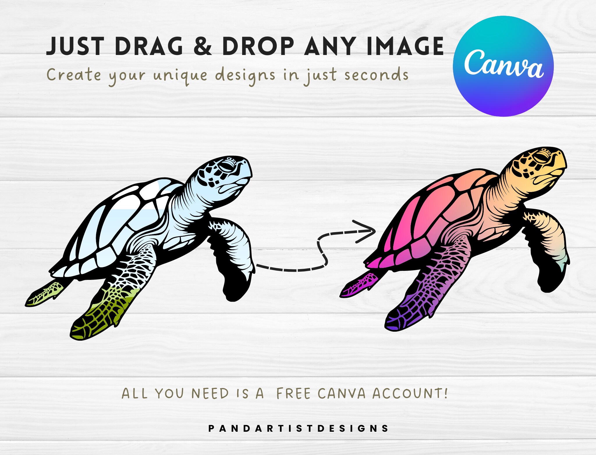 15+ Turtle Editable Canva Frame Template - Sea Turtles Bundle - Drag ...