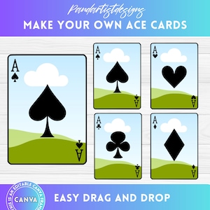 Machen Sie Ihr eigenes Ass-Spielkartendesign auf CANVA - Canva Frame Bundle - Einfache digitale Sublimation per Ziehen und Ablegen PNG - Pokerkarten - Partyspiel