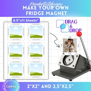 Modello modificabile per magnete da frigorifero quadrato 2x2 Canva, modello per creare magneti, modello per macchina magnetica, trascina e rilascia, modello vuoto, fai da te 2,5x2,5