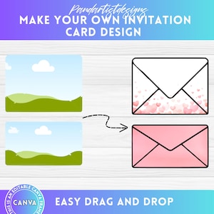 Crea il tuo design per biglietti d'invito su CANVA - Cornice Canva - Facile trascinamento della selezione - Sublimazione digitale PNG - Porta inviti per coppie di sposi