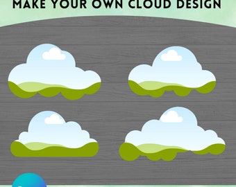 Make Your Own Clouds Design on CANVA - Canva Frame bundle - Easy Drag and Drop - Digital Sublimation PNG - Cartoon Cloud - Black Cloud