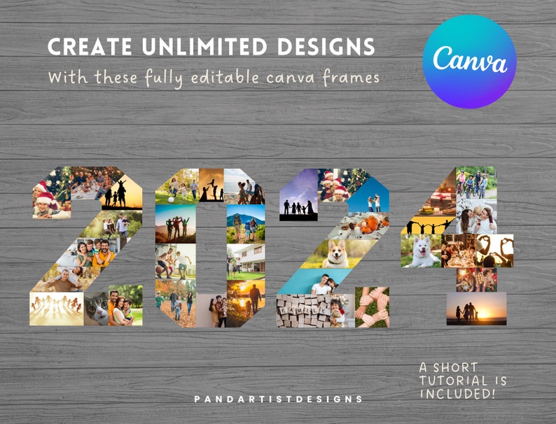 Canva Photo Collage Varsity Letters & Numbers - Canva Frames Bundle - Easy Drag and Drop - Digital Alphabet Storyboard Memorial - Birthday image 7