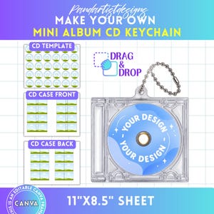 Mini-Album-CD-Schlüsselanhänger-Canva-Vorlage, CD-Cover-Vorlage, CD-Schlüsselanhänger, Drag & Drop, Album-Cover-Schlüsselanhänger-Vorlage, Jewelcase-Einleger