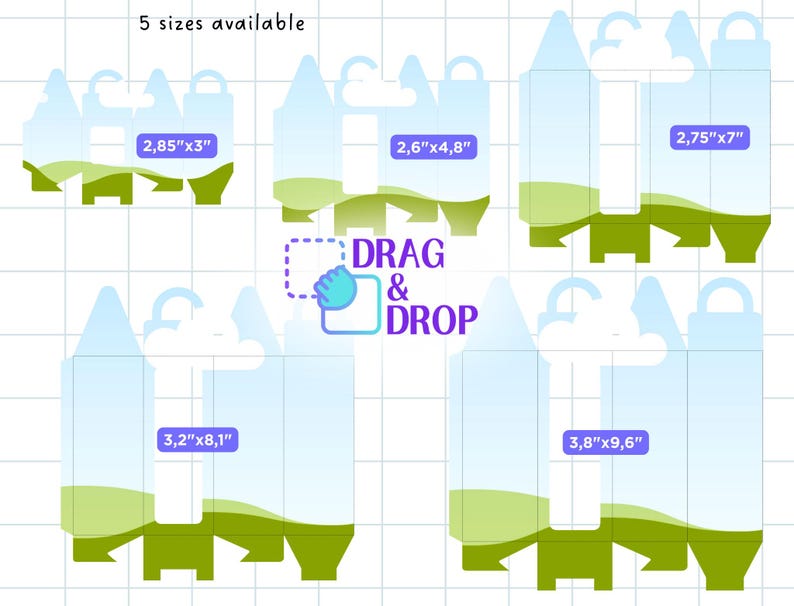 Editable Boxes Tall Box Template Bundle, Editable Canva Template, Box With Handle ...