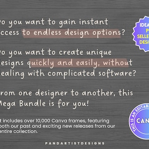 ENTIRE STORE - Canva Frames Mega Bundle - Editable Template - Easy Drag and Drop - Design Digital Element - Add Your Own Pattern - Alphabet image 2