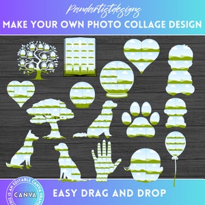 DIY Photo Collage Mega Bundle on CANVA - Editable Canva Frame with Easy Drag and Drop Photo - Memory Storyboard - Couple & Family Collage