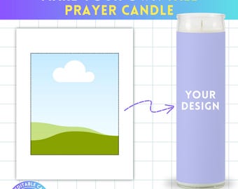 Canva-sjabloon hoge gebedskaars, labelsjabloon gebedskaars, afdrukbare sticker Saint Candle, aangepast label, slepen en neerzetten, herdenkingskaars