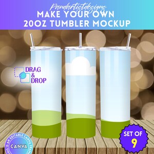 20oz Skinny Tumbler Mock-up with Christmas Background, Canva Frame Bundle, Easy Drag and Drop, Add Your Own Pattern, Digital Download, Xmas