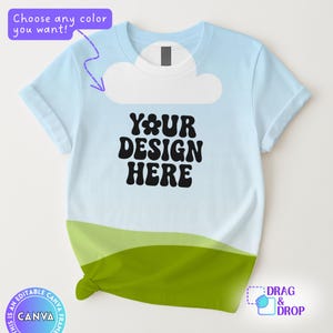 Gildan 5000 platliggend mockup, G500 T-shirtmodelmodel, oversized T-shirt, Boho minimaal esthetisch shirt, bewerkbare canvas framesjabloon