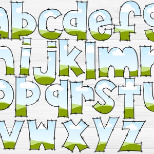 Fill Your Own Lowercase Doodle Letters on CANVA With Drag and - Etsy