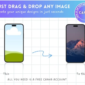 Smartphone Bundle Mockup - Cell Phone Canva Frame Screen Mock-up - Drag and Drop - Editable Sublimation Template Device Background Wallpaper image 2