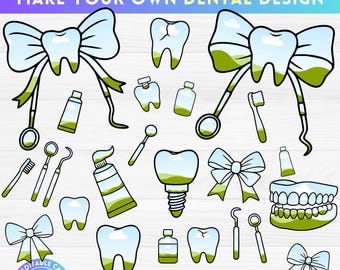 Dental Coquette Bow Canva Frame Bundle, Teeth Dental Hygienist Design, Drag and Drop, Dentist Assistant Gift, Ribbon Sublimation Template