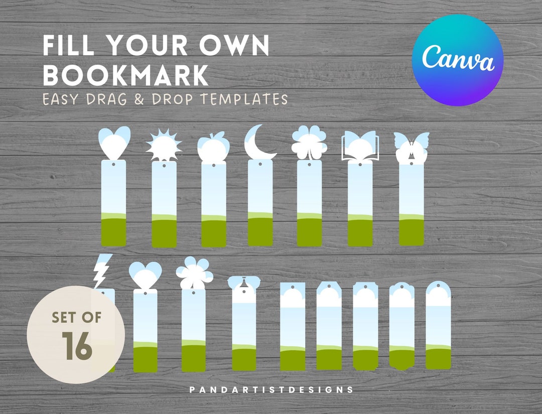 Make Your Own Bookmarks on CANVA With Drag and Drop Set of 16 Etsy
