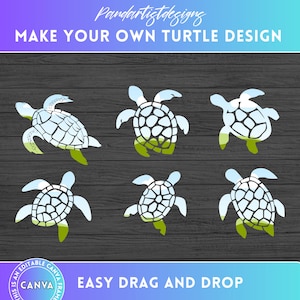 Sea Turtle Canva Frames Bundle - Make your Own Tortoise Design - Easy Drag and Drop - Sublimation Template PNG - Ocean Baby Turtles Nautical