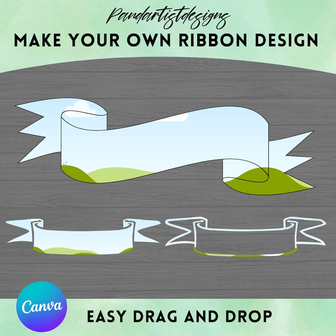 Make Your Own Ribbon Banner Design on CANVA Easy Drag and Drop Label ...
