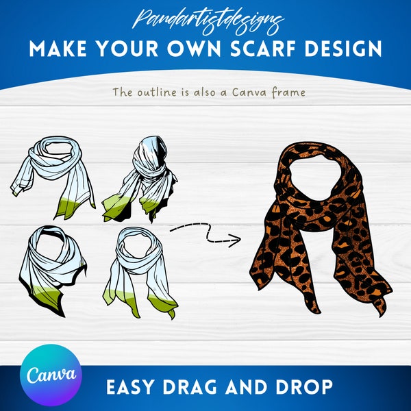 Add Your Own Pattern Scarf Design on CANVA with Easy Drag and Drop - Template Canva Frames Bundle - Create Sublimation Designs - bandana Png