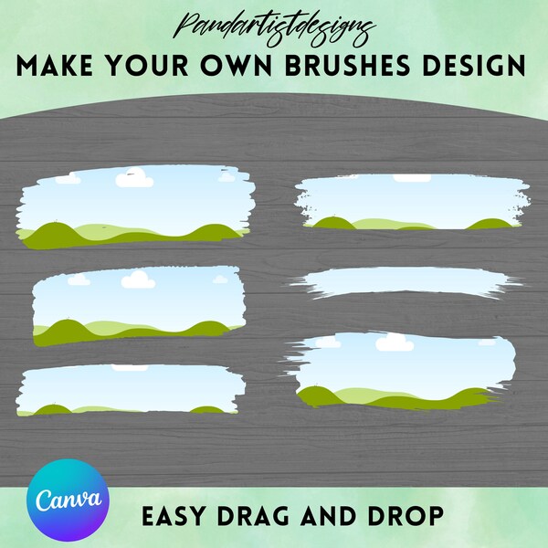 DIY Make Your Own Paint Brush Png on CANVA with Easy Drag and Drop - Editable Canva Frames Bundle Designs Brushes - Sticker Washi Tape