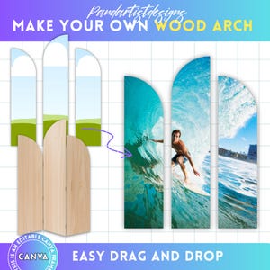 Hobby Lobby Wood Arch Panel Canva Template, Memorial Arch, Party Favor svg, Drag and Drop, Birthday Template, Graduation, Party Decor svg
